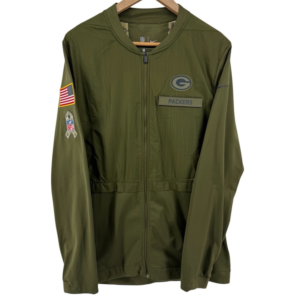 Green Bay Packers Nike Jacket Small NFL Salute to Service Olive Green‎ Full Zip